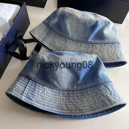 Wide Brim Hats Bucket Hats Denim Bucket Hat Cap Cotton Y2K Style Sun Visor Hunting Fishing Outdoor Women x0712