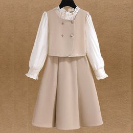 Girl's Dresses Kids School Dresses for Girls Clothes Teenagers Preppy Style Children Costumes Baby Clothing Girls Vestidos 6 8 10 11 12 YearsHKD230712