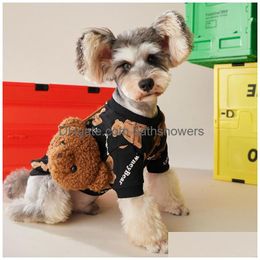 Dog Apparel Cute Bear Printed Pets Hoodies Fashion Personality Charm Schnauzer Sweaters Indoor Outdoor Creative Teddy Backpacks Set Dhrfm