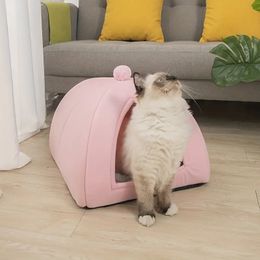 Pet Semi-Enclosed Cat Bed For Indoor Cats, Soft Comfortable Cat Bed Warm Sleep Cat Tent