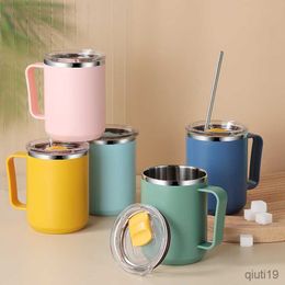 Mugs 450ml Double Wall Coffee Mug for Tea Stainless Steel Anti-Scald Thermal Tumbler Portable Milk Water Cups with Handle Drinkware R230712