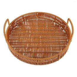 Dinnerware Sets Imitation Rattan Storage Basket Foot Stools Ottoman Coffee Table Wicker Bread Woven