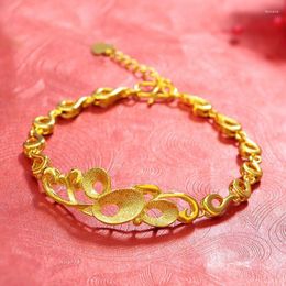 Link Bracelets MxGxFam ( 18 Cm 3 ) Generous Flowers Patterns Bracelet For Elegant Women Wedding Jewellery 24 K Pure Gold Colour From XP