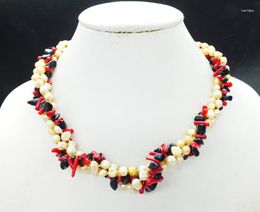 Choker Wholesale. 3PCS/LOT 3 Shares. Freshwater Baroque Pearls. Coral. Semi-precious Stones Combinations Classic Necklaces.