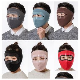 Designer Masks Fl Face Mask With Goggles Ear Warmer Windproof Ski Fleece Dust-Proof Outdoor Cycling Hiking Cam Warm Gear For Men Wom Dht7C