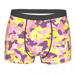 Underpants Colourful Camouflage Pattern Lilac Purple & Yellow Cute Homme Panties Male Underwear Ventilate