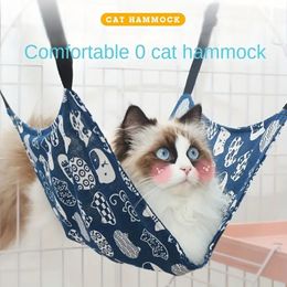 2pcs Double-sided Cat Hanging Hammock Soft And Breathable Pet Cage Summer Adjustable Canvas Cat Hammock Hanging Bed For Cats Puppies
