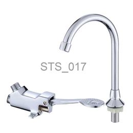 Kitchen Faucets Foot Pedal Control Valve Faucet Kitchen Sink Water Tap Vertical Basin Switch x0712