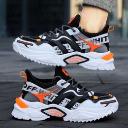 Top Quality Mens Running Shoes Sports Trainers Casual Clunky Shoes Breathable Mesh Trainers Black Orange Grey Green