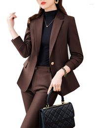 Women's Two Piece Pants Coffee Green Black Red Women Pant Suit Ladies Business Work Wear Formal 2 Set Female Blazer Jacket And Trouser