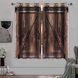 Curtain Living Room Home Decor Rustic Wooden Village Shower Garage Gate 2 Panels 150x166cm Barn Door Waterproof Blackout Drapes