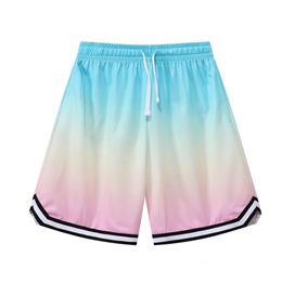 Outdoor Shorts Basketball Shorts Men Gradient Color Outdoor Sports Fitness Sweatpants with Pocket Breathable Baggy Beach Gym Workout Shorts 230711