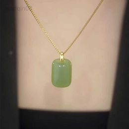 Pendant Necklaces South Korea Simple Fashion Square Imitation Hotan Jade Pendant for Women Necklace Luxury Exquisite Jade Necklace Jewellery Gifts HKD230712