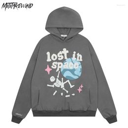 Men's Hoodies Graffiti Skull Foam Print Fleece Pullover High Street Loose Casual Mens Hoodie Sweatshirt Y2K Streetwear 2023 Unisex