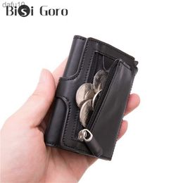 Customised Name 2023 New Men Smart Wallet Money Bag Aluminium Box Case Card Holder Auto Pop-up RFID Card Holder Wallet Coin Purse L230704