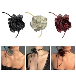 Choker Gothic Elegant Cloth Rose Collar Big Flower Clavicle Chain Necklace For Women Wedding Bridal Temperament Jewellery Dropship