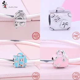 For pandora charm 925 silver beads charms Bracelet Suitcases Handbags Backpacks Shopping Bags charm set