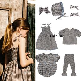 Girl's Dresses EnkeliBB Bebe Brand 23 New Arrival Kids Girl Plaid Fabric Girl Summer Dresses Sweet Stylish baby Clothing Girl Brand SummerHKD230712