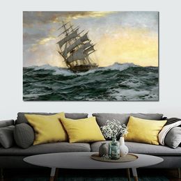 Marine Ship Canvas Wall Art Bird of Dawn the Sir Lancelot Montague Dawson Painting Handmade Seascape Bedroom Decor