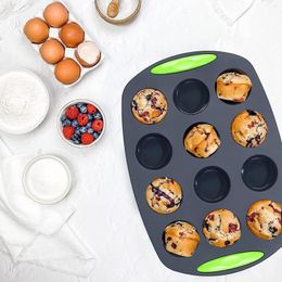 Baking Moulds Silicone Muffin Pan 12 Cups Non-stick Tin Good Grip Perfect Result Cupcake Tray Egg Tart Bite Mini Pie Molds