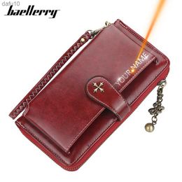 Name Engraving Women Wallets Card Holders Classic Long Top Quality Leather Female Purse Zipper Brand Wallet For Women Carteria L230704