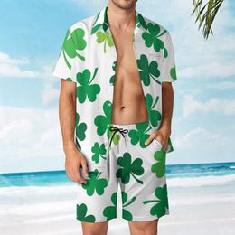 Men's Tracksuits 2 Pieces Pantdress Irish Shamrocks All Over Vintage Beach Suit Creative Shopping USA Size