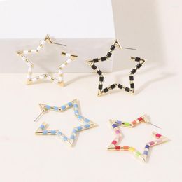 Hoop Earrings 2023 Colorful Star Heart Shape Metal Creative Personality Girls Simple Fashion Jewelry Wholesale