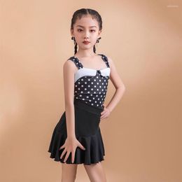 Stage Wear Dot Bodysuit And Lotus Female Latin Dance Skirt For Women Dress Set Competition Ballroom Dancing Costume NY07 LT6A88MX