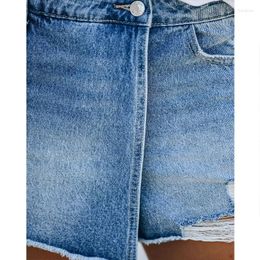 Women's Shorts Summer Jeans Ripped Women Leisure Solid Feminino Skirts Colour Denim