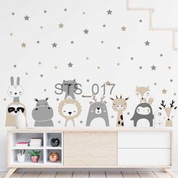 Other Decorative Stickers Cartoon Cute Lion Bunny Forest Animals Stars Wall Stickers Bear Deer Wall Decals for Kids Room Baby Nursery Room Bedroom Murals x0712