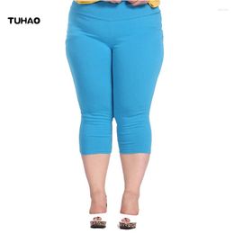 Women's Pants TUHAO Plus Size Female Elastic 6XL 5XL 4XL Good Quality Extra Large Women Capris Super Stretch Summer Pant YB02