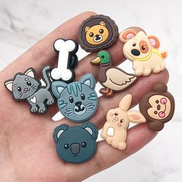 Cartoon Animals PVC Shoe Buckle Accessories Funny DIY Cat Dog Rabbit Shoe Decoration Jibz For Croces Charms Kids Gift