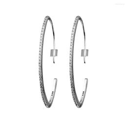 Hoop Earrings 925 Sterling Silver Jewellery Oval Sparkles Clear CZ Fashion For Women 2023 Item