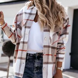 Women's Blouses Shirts Plaid Shirts For Women Casual Long Sleeve Button Up Shirt Collared Tops Blouse 2021 Spring Autumn Fashion Loose Lady Streetwear L230712