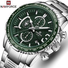 NAVIFORCE Luxury Brand Fashion Sport Mens Watches Stainless Steel Quartz Clock Waterproof Big Dial Watch Men Relogio Masculino