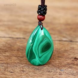 Pendant Necklaces Malachite Water Drop Pendant Necklace Natural Stone Yoga Macrame Energy Necklace Women Men Fashion Jewellery Accessories HKD230712