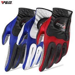 Sports Gloves Golf men 3 color left right hand breathable anti slip elastic premium PU leather glove for golfer gift white blue red 230712