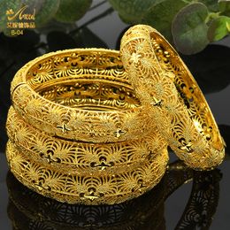 Bangle ANIID Dubai 24K Gold Plated Bracelets For Women Luxury Jewelry Designers Indian Bangles African Arabic Wholesale Wedding Bridal 230711