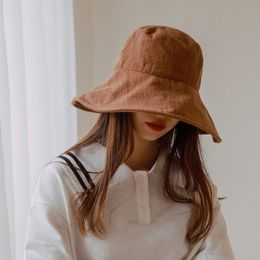 Wide Brim Hats Bucket Hats Summer Large Brim Sun Hat Women Outdoor Bucket Hat Ladies Daily Foldable Beach Hat Girls Cotton UV Protection Visor Hat 230712