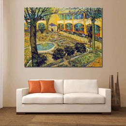 Canvas Art Impressionist The Courtyard of The Hospital in Arles Vincent Van Gogh Painting Handmade Modern Decor Kitchen