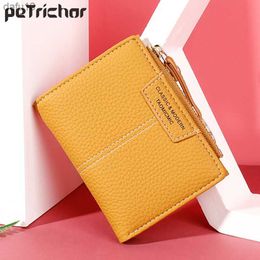 Brand Yellow Women Wallet Soft PU Leather Female Purse Mini Hasp Card Holder Coin Short Wallets Slim Small Purse Zipper Keychain L230704