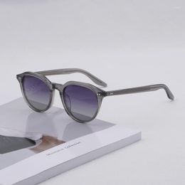 Sunglasses Quality Japanese Style Sun Glasses For Women Men Acetate Frame Polygon Vintage Light Gray Sunnies Gradient Lenses