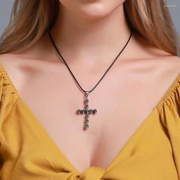 Pendant Necklaces Gothic Vintage Skull Cross Necklace For Women Man Alternative Punk Jewelry Accessories Gift Witchcraft