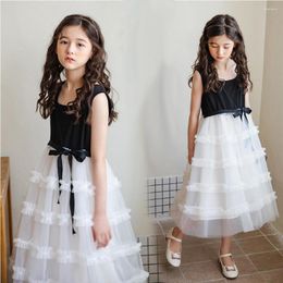 Girl Dresses Summer 2-15y Kids Toddler Young Casual Princess For Girls Sleeveless Layered Dress Big Clothes Vestidos