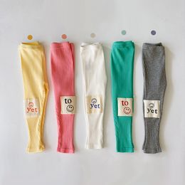 Trousers Children's Leggings For Girls Clothes Letter Baby Pants Elastic Kids Ribbed Candy Colour Spring Autumn Cotton 230711