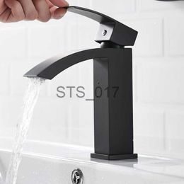 Kitchen Faucets Basin Sink Bathroom Faucet Deck Mounted Hot Cold Water Basin Mixer Taps Matte Black Lavatory Sink Tap Crane Mixer Tapware x0712