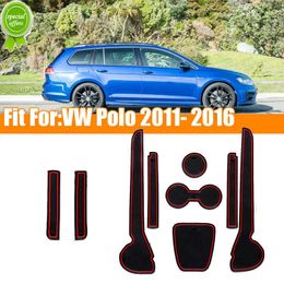 9pcs Rubber Car Door Pads Anti Slip Cup Mats Car Interior Shock Absorption Decor Pads Accessories for Volkswagen Polo 2011- 2016