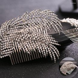 Hair Clips Bridal Comb Exquisite Jewelry Ornament Women's Rhinestone Headwear European Style Wedding Dress Accessories