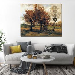 Canvas Wall Art Autumn Landscape with Four Trees Vincent Van Gogh Painting Handmade Oil Artwork Modern Studio Decor