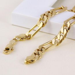 Pendant Necklaces Mens 24 K Solid Gold FINISH 8mm Italian Figaro Link Chain Necklace Inches